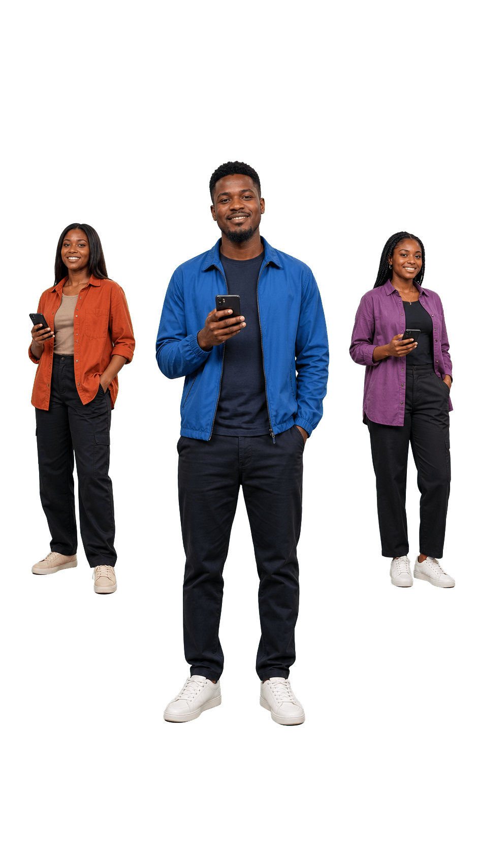 Three GoTap users standing nearby with their phones